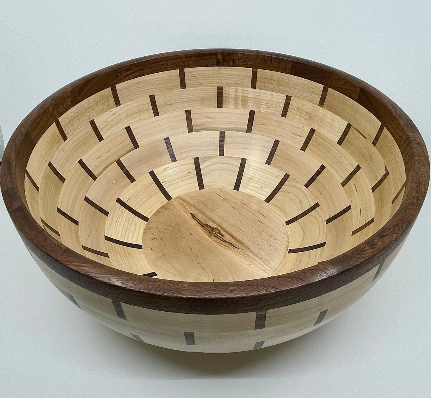 14” Maple and Walnut Basket Weave Bowl