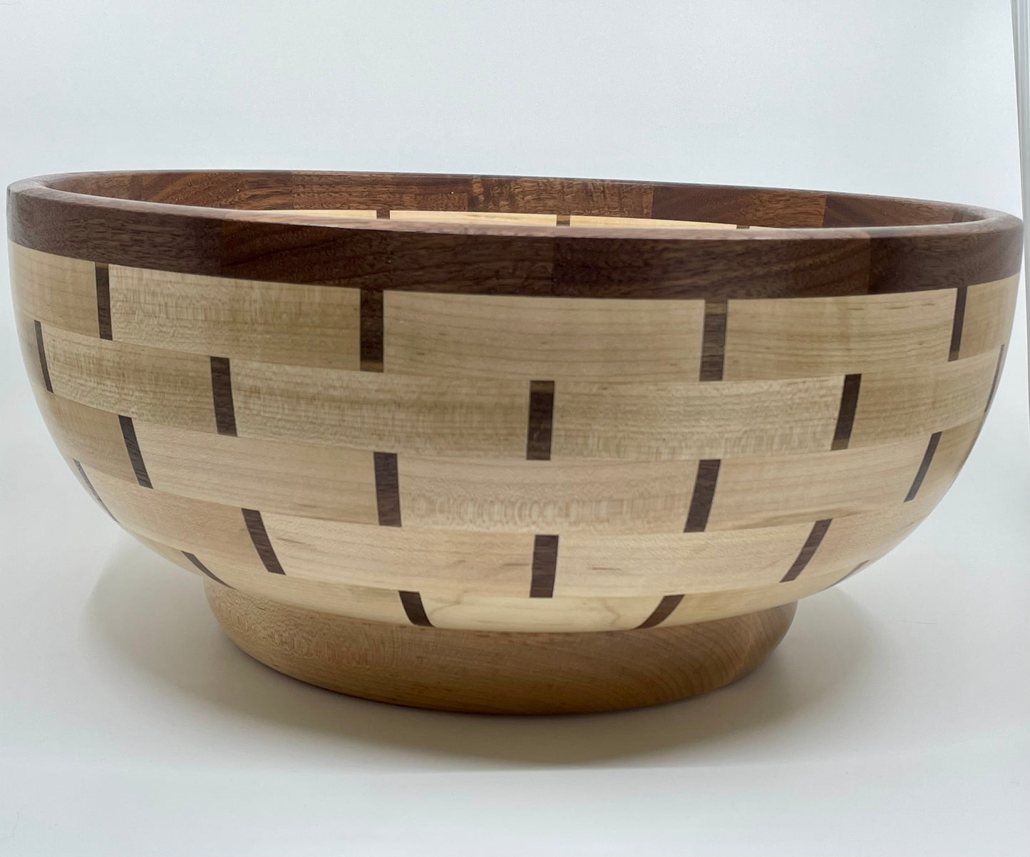 14” Maple and Walnut Basket Weave Bowl