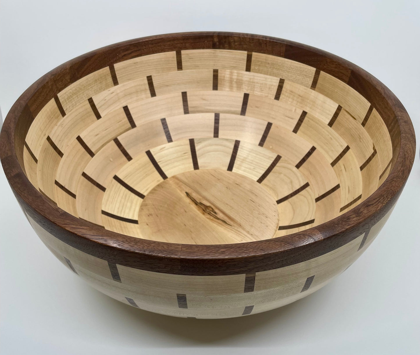 14” Maple and Walnut Basket Weave Bowl