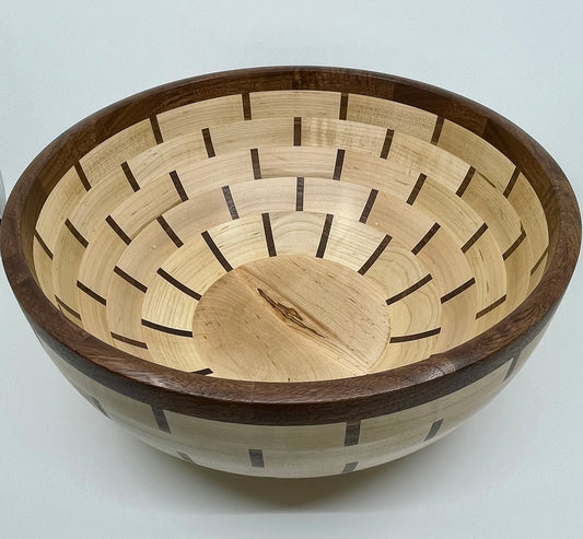 14” Maple and Walnut Basket Weave Bowl