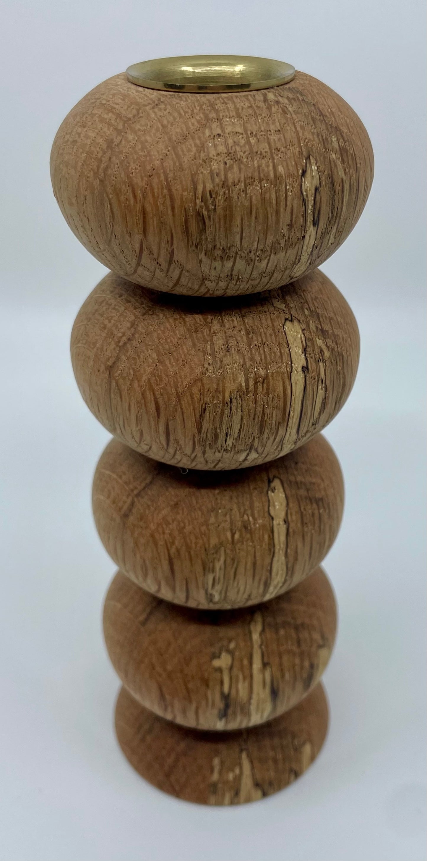 Large Egg Stack Taper Candle Holder in Red Oak