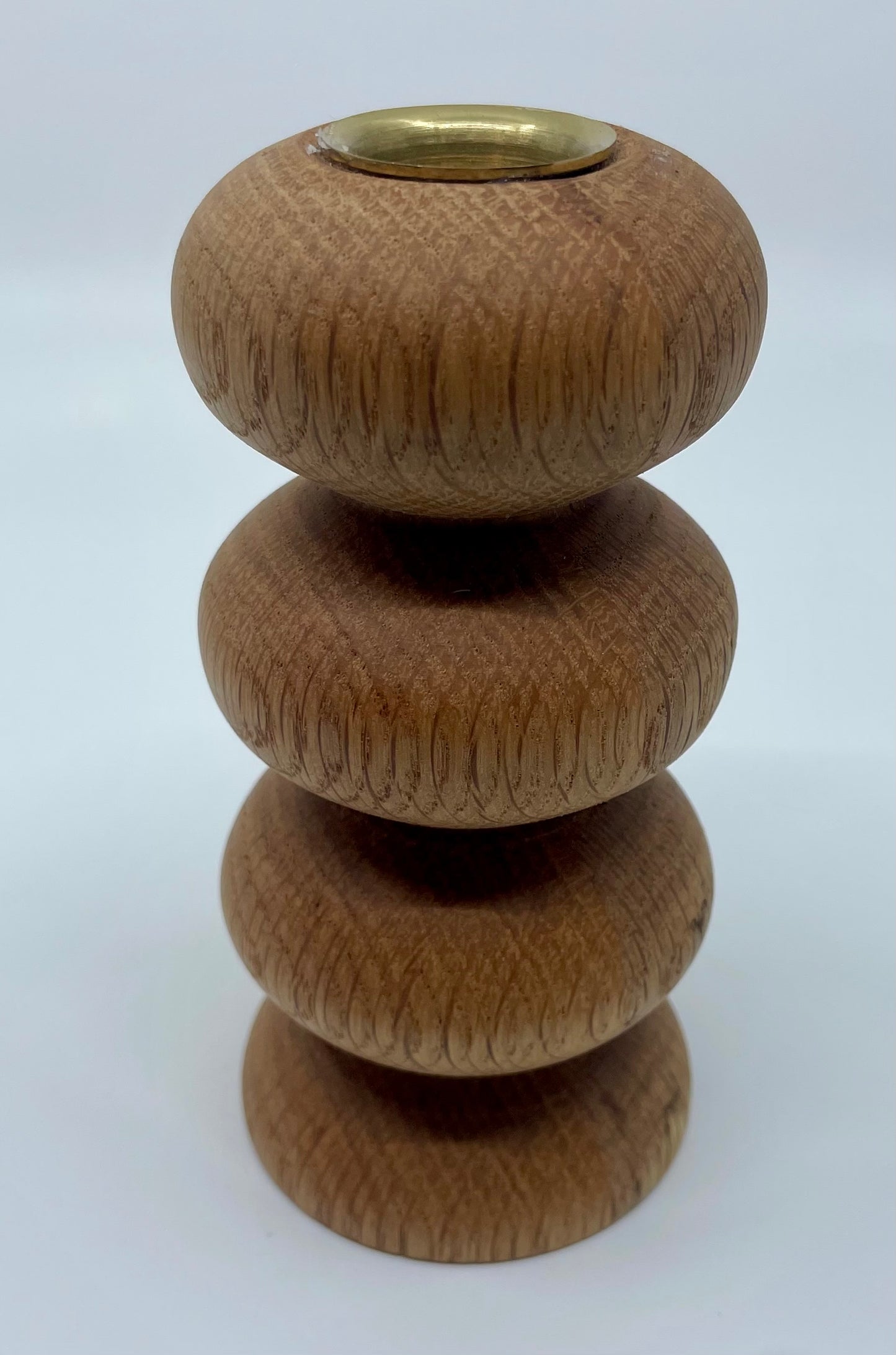 Medium Egg Stack Taper Candle Holder in Red Oak