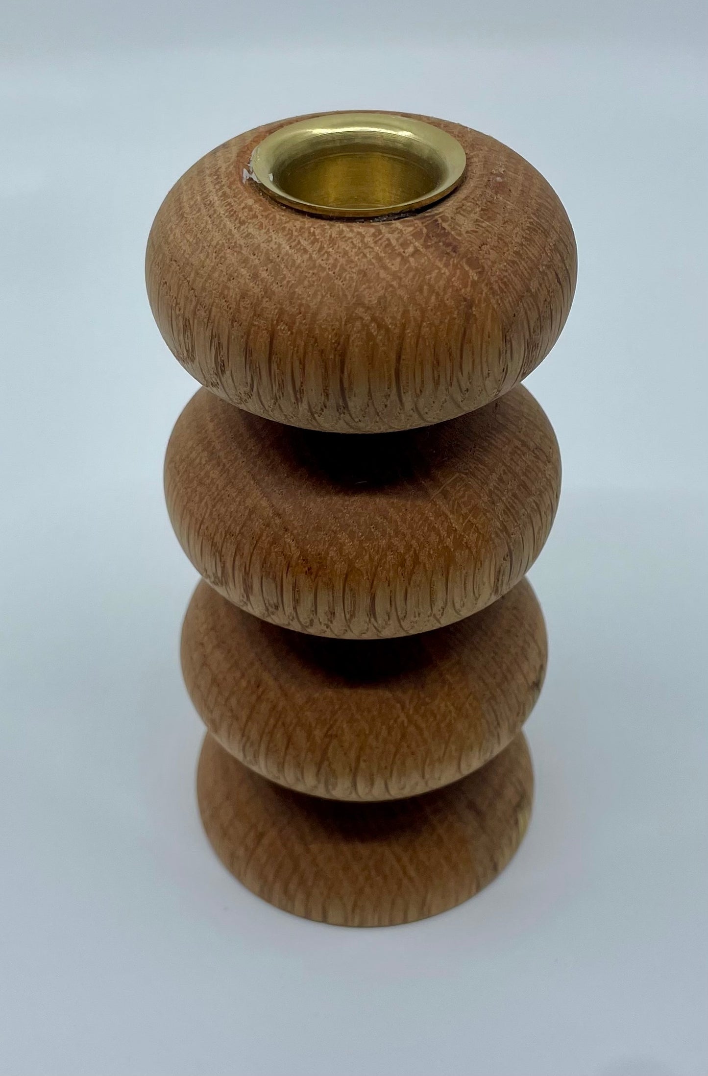 Medium Egg Stack Taper Candle Holder in Red Oak