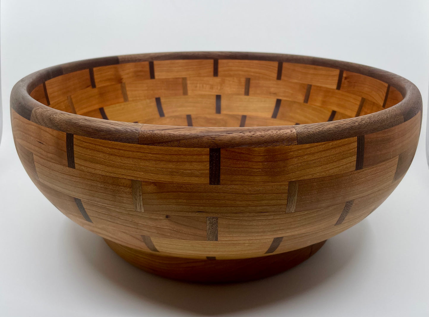 14” Walnut and Cherry Basket Weave Bowl