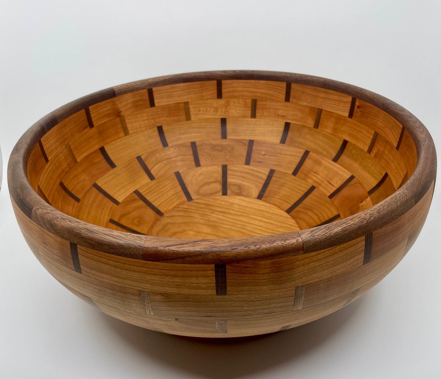 14” Walnut and Cherry Basket Weave Bowl