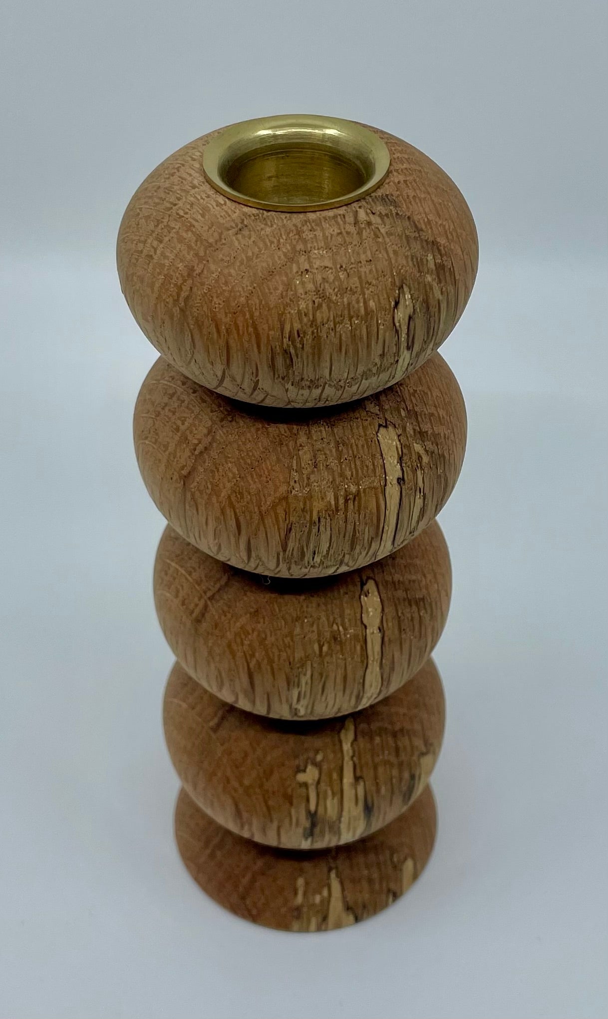 Large Egg Stack Taper Candle Holder in Red Oak